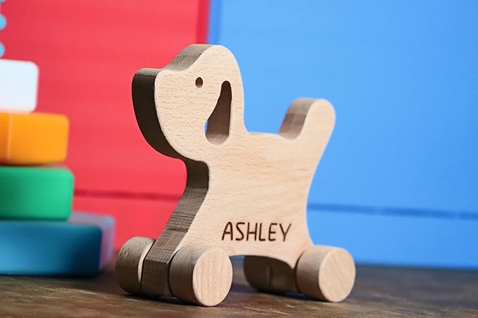 Wooden Rabbit Push Toy, Waldorf and Montessori Animal Toy, Personalized Toy Gift, Gift for Baby Shower, Wooden Toy, Personalized