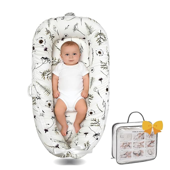 Infant Support Cushion-Breathable and Soft Organic 100% Cotton, Portable Tummy Time Mat with Removable Support Cushionr Cover, Floor Baby Support Cushion for Newborn - Mami Forest