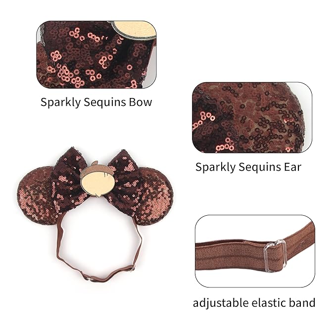 Bianbaistar Newborn Bows for Girls Toddler Hair Bows Brown Hazelnut Elastic Adjustable Headband Mouse Ears Scrunchies Essencial Accessories for Trip Headwear for Women (Brownbow)