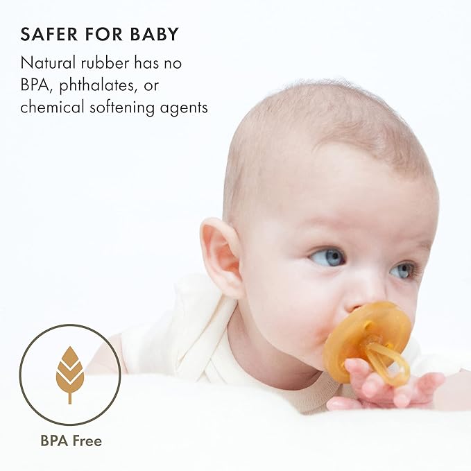 Natursutten 2-Pack Natural Rubber Pacifiers - Safe & Soft BPA-Free Pacifier for Breastfeeding Babies, Made in Italy, Original Shield Round Nipple, 12-18 Months