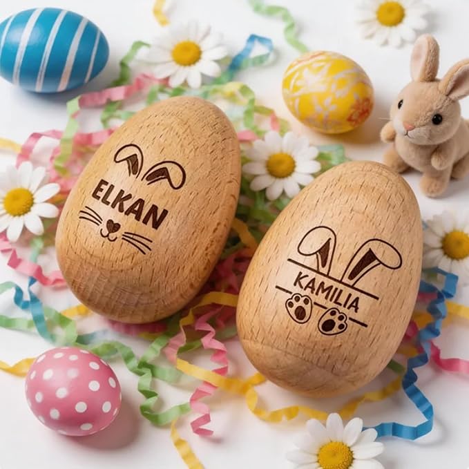 Personalized Easter Egg Shaker First Easter Gift for Kids Musical Toddlers Easter Basket Stuffer Birthday for Children