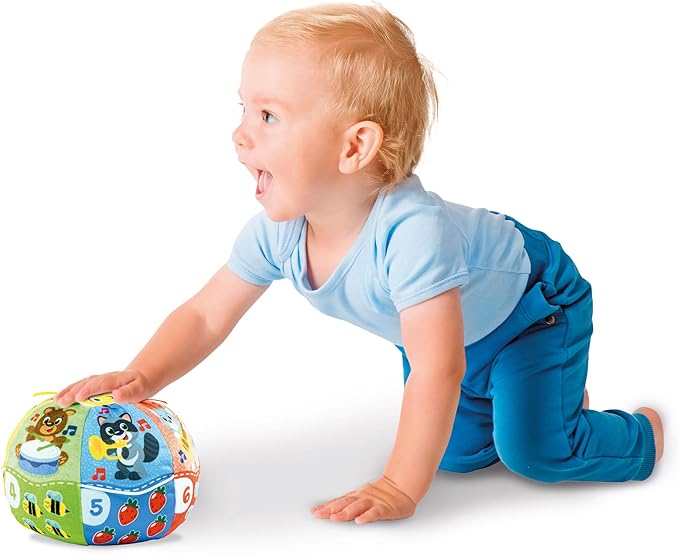 Clementoni Baby Baby Ball Sounds and Sings, Electronic Game for Children 6+ Months, with Sounds and Soft Melodies, Soft Fabric, Stimulates Manuality, Touch and Motor Skills, Italian Language,