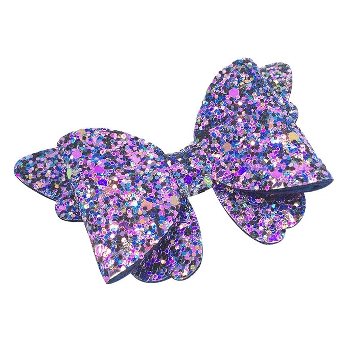 Yazon Baby Girls Glitter Bows Clips Sparkly Butterfly Bows Hair Clips for Toddler Kids Teens 8pcs
