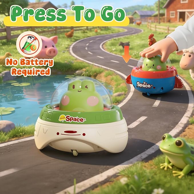 4PCS Animals Car Toys for Toddlers 1-3,Press and Go Car Toys for Ages 0-2,Baby Toys 6-12-18 Months,Spaceship 1 Year Old Boy Toys,First Birthday Gifts Toddler Toys for 1 Year Old Boy & Girl