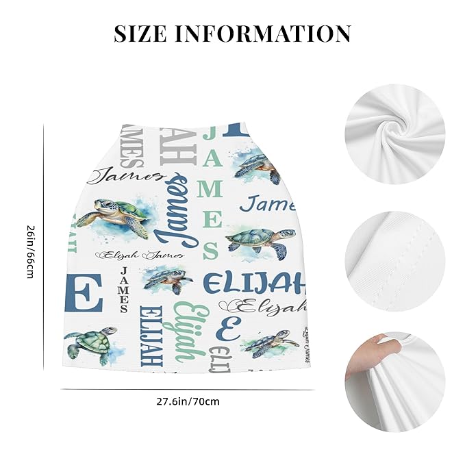 Personalized Baby Car Seat Cover with Name Stroller Canopy Custom Sea Turtle Carseat Cover Newborn Baby Boy Girl Nursing Cover for Moms First Birthday Gift