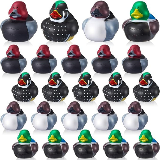 Deekin 24 Pcs Mallard Rubber Ducks 2 Inch Decoy Duck Themed Party Favors Mallard Rubber Ducks for Ducky Hunting Party Cruise Ships for Shower Birthday Gift Activity (Decoy Duck)