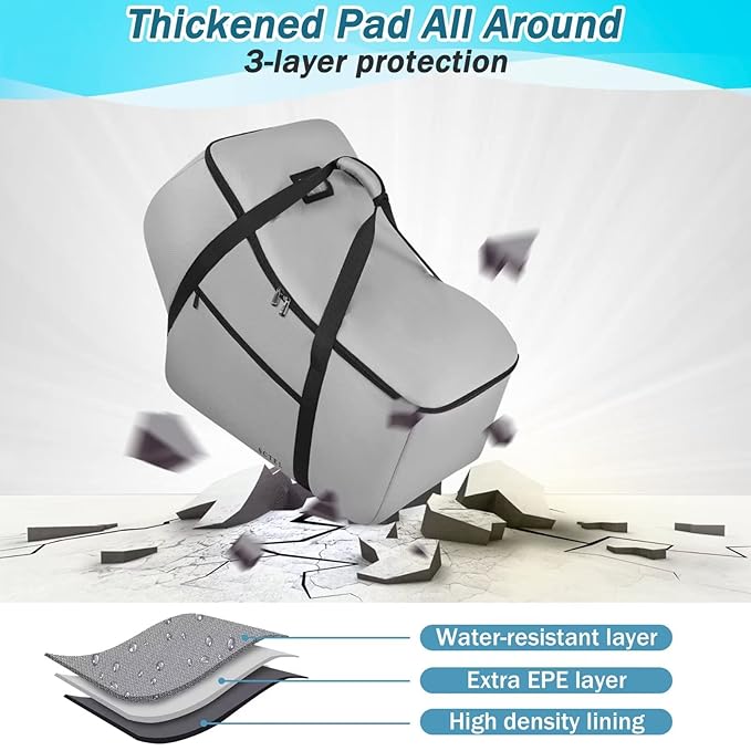 SCTEL Car Seat Travel Bag Fit All Nuna Pipa Car Seat and Base, Doona Infant Car Seat Stroller, Padded Car Seat Bags for Air Travel, Airplane Carrier Bag with Side Pocket, Protective Feet, Storage Bag