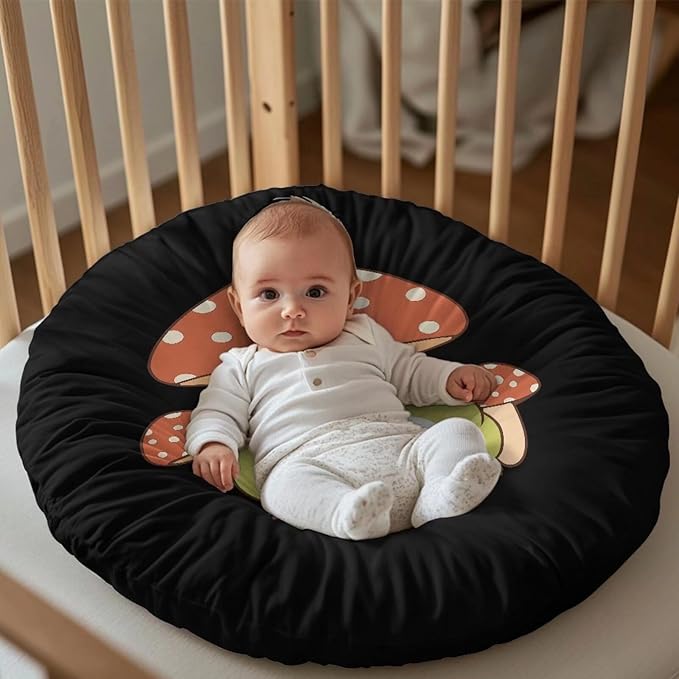 Newborn Lounger Cover, Frog Mushroom Print Portable Newborn Lounger Cover Soft Baby Lounger Cover Removable Infant Lounger Slipover Breathable Nest Pillow Cover for Boys Girls