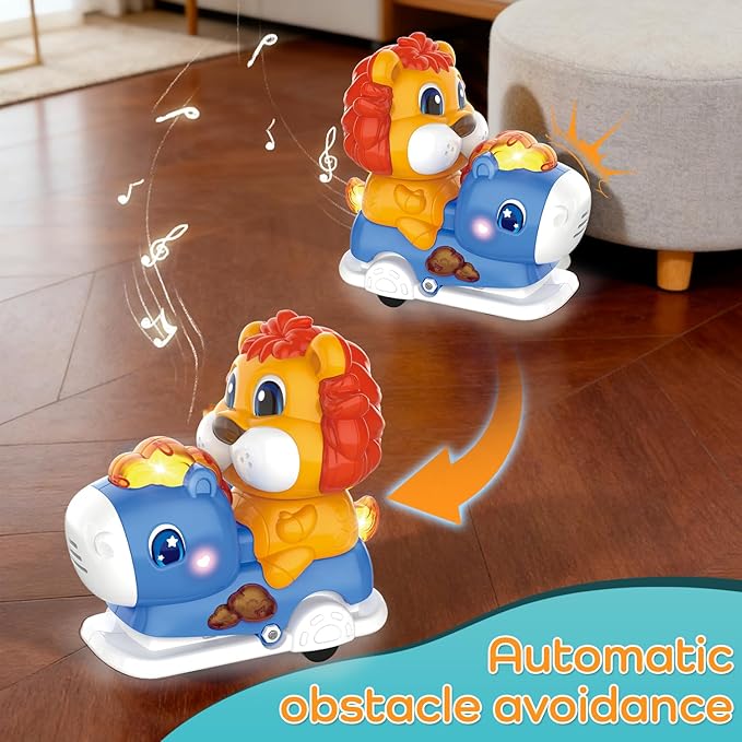 Baby Crawling Walking Toys for Toddlers with Adorable Shape, Musical Car Crawling Developmental Toys with Sounds and Lights, Ideal Gifts for Babies