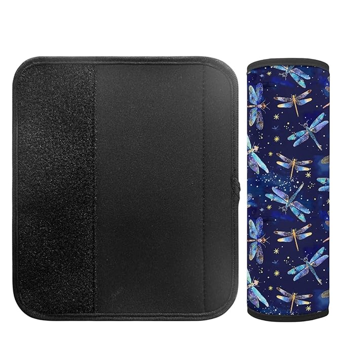 Biyejit Dragonfly Print Car Seat Belt Pillow for Kids Boys Girls, 2Pcs Car Seat Belt Cover Pad Head and Neck Support Backpack School Bag Shoulder Pads