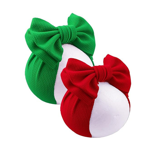 Bows for Baby Girls Headband, Newborn Bows Headbands Baby Hair Bows Hairbands Hair Accessories.(FD104-Red Green)