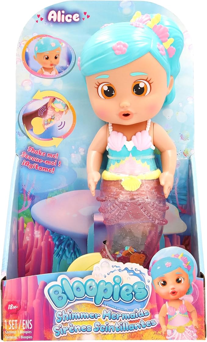 Bloopies Mermaids Shimmer Tail Alice - Water Toy with Shimmer Mermaid Tail, for Girls and Kids 18M and up