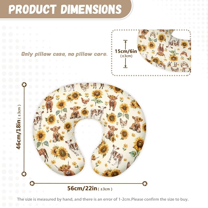 Sunflower Highland Cow Baby Car Seat Covers with Nursing Pillowcase Set of 2, Multi-use Car Seat Canopy Carrier Protector, Breathable Breastfeeding Cover for Girl Boy