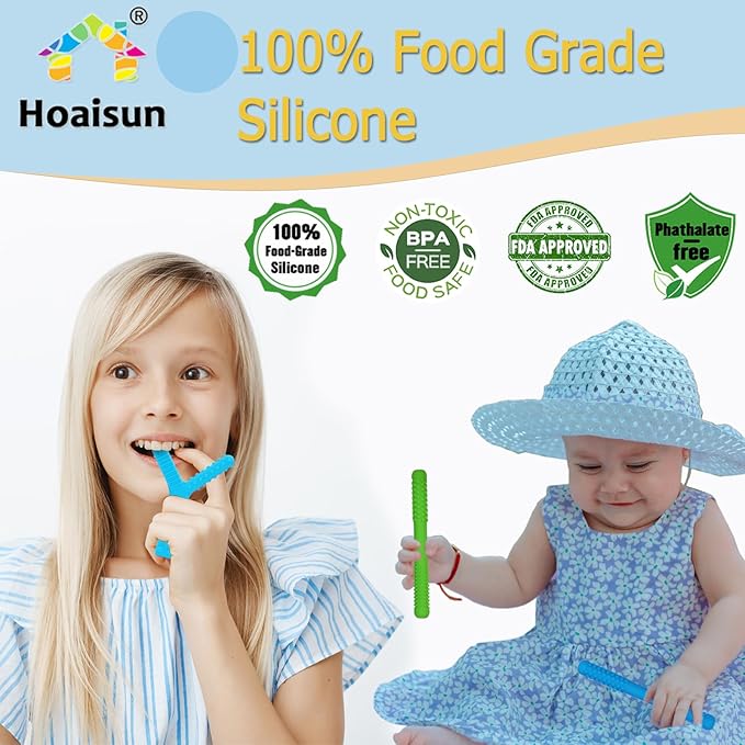 Sensory Chew Toys for Autistic Children 4 Pack, Silicone Teething Straws Toys for Autism, ADHD, SPD, Biting or Special Needs, Sensory Toys for Toddlers 1-3 Oral Motor Tools Relief Stress, Anxiety