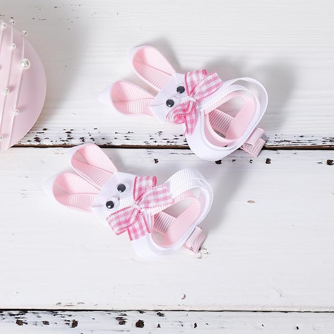 Easter Pink Bunny Hair Clips for Girls Women Colorful Egg Korker Curly Corker Ribbon Bow Alligator Clips,Her Holiday Dress Outfits Decorative Accessories Party Favor Gift