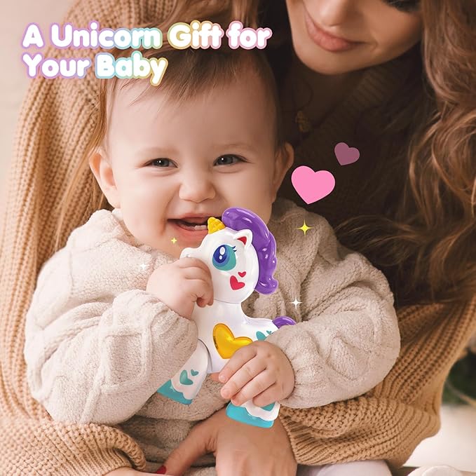 hahaland Toys for 1 Year Old Girl Toddler Girl Toys Unicorn Musical Light up Baby Girls, Interactive Travel One Year Old Baby Girl Birthday Gifts