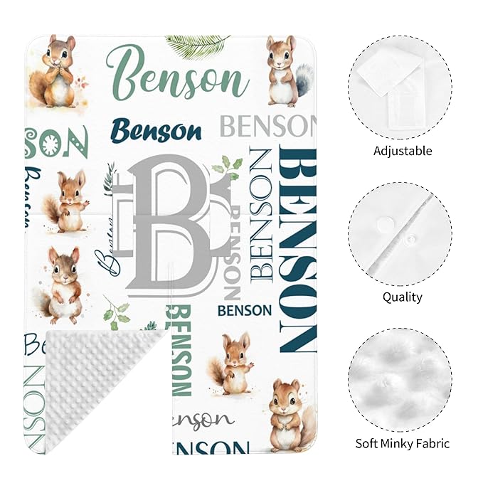 Personalized Winter Car Seat Covers for Babies with Name Squirrel Minky Baby Car Seat Cover for Boys Girls Custom Infant Carseat Covers Baby Blanket Nursing Cover Breastfeeding Scarf