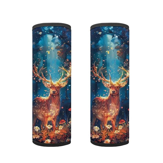 Biyejit Forest Deer Flowers Seat Belt Cushion for Kids, Car Seat Pillow Neck Rest, Travel Pillow for Car Seat, Kids Seatbelt Pillow, Toddler Safety Support Shoulder Flat Pad, Seat Belt Strap Covers