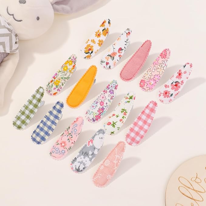 Choicbaby 40 Pcs Toddler Hair Clips Floral Print Girl Hair Clips for Girls Non Slip Wrapped Snap Hairpins for Kids Barrettes Hair Accessories for Baby Girls 2.2 Inch