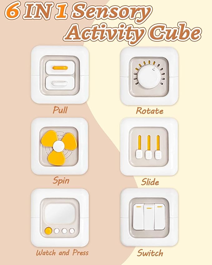 Kidific 6 in 1 Busy Cube Montessori Toys for 1 Year Old Boy, Baby Sensory Toys for Ages 1-3, Toddler Learning Activities Stocking Stuffers Travel Toy Birthday Gift for 1 2 3 Year Old Boy Girl