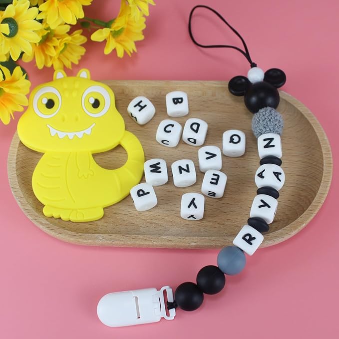 Personalized Pacifier Clip with Name, Customized Pacifier Holder with Name for Baby, Paci Clips with Mouse Head Design