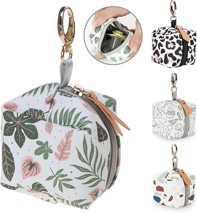 Waterproof Pacifier Case Key-Pod Holder PU Pacifier Holder Bag Pacifier Bag Pacifier Storage Container Holds 2 Pacifiers Pacifier Holder Case Waterproof Pacifier Case With Clip Pacifier Holder Bag