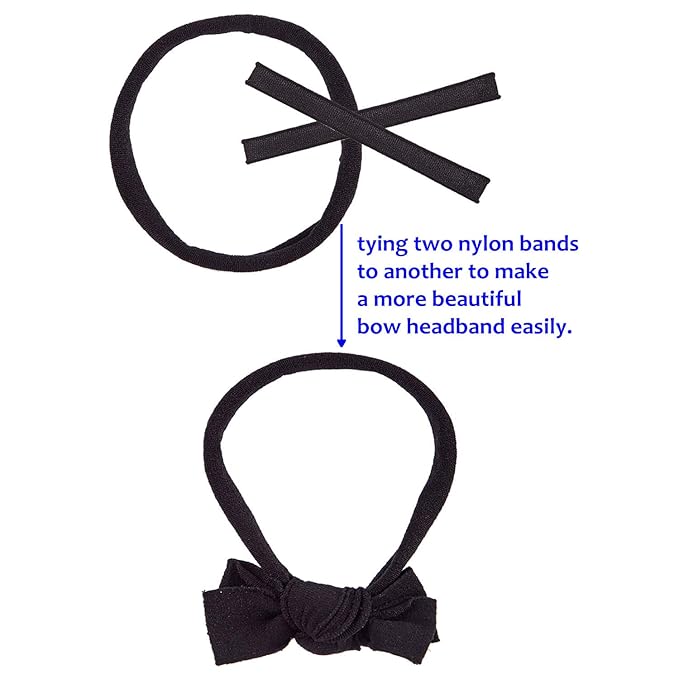 inSowni 50 Pack Super Soft Stretchy DIY Solid Nylon Headbands Baby Hair Bands One Size Fits All (Black)