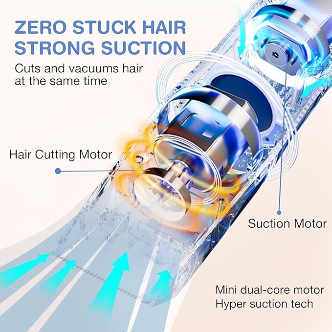 DAILYLIFE Baby Hair Clippers, Quiet Calming Clippers for Autistic Children, Vacuum Baby Hair Cutting Kit, Cordless Rechargeable Waterproof Kids Hair Trimmer with 2 Guide Combs