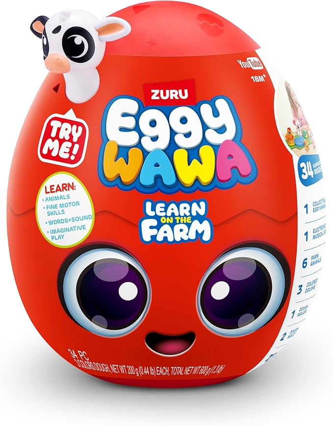Eggy Wawa Learn on The Farm by ZURU, Pre-K Interactive Baby and Toddler Learning Toy with Music, Education, Motor Function