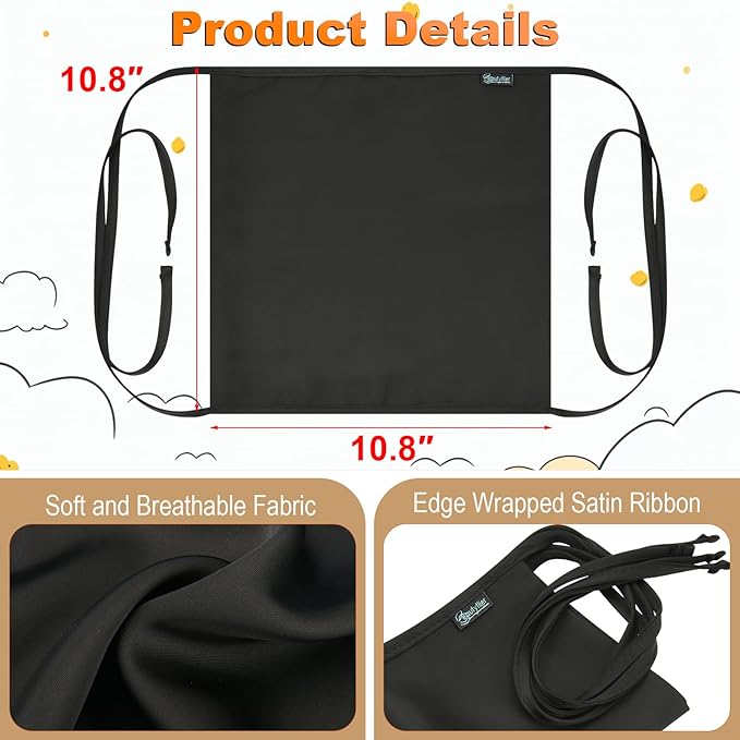 Beautyflier 2PCS Satin Car Seat Headrest Cover for Baby, Soft Sleeping Hair Headrest Protector, Satin Baby CarSeat Hair Protector, Soft Silk Feeling Headrest Cover for Hair Protection (Black)