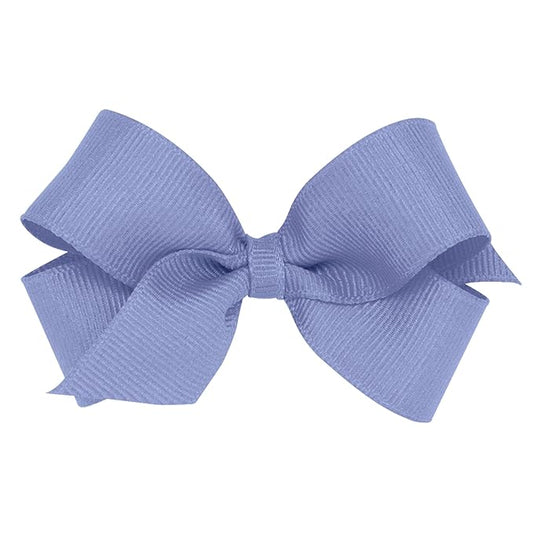 Wee Ones Girls' Classic Grosgrain Hair Bows with Plain Wrap Center, No-Slip Hair Clip, Handmade, Blue Bird, Mini