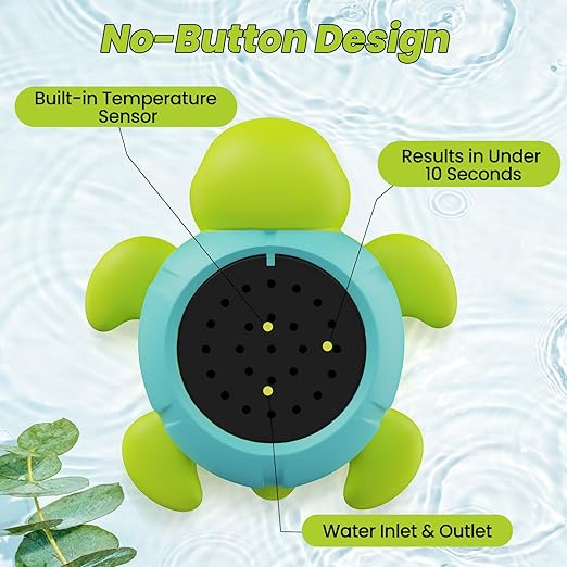 Baby Bath Thermometer Baby Safety, Digital 2-in-1 Room & Bath Water Thermometer with 3-Color Backlight & Temperature Warning, Floating Turtle Design for Infant Toddler, Auto On/Off