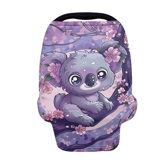 GIFTPUZZ Koala Nursing Cover for Breastfeeding Car Seat Cover All Weather Scarf Sunshade for Boys Girls Ultra-Soft Car Seat Canopy Breathable Multipurpose Light Blanket Stroller Cover