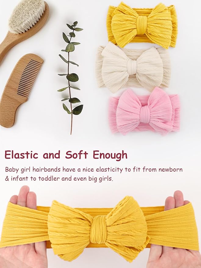 AQOKKA Baby Bows Headbands Nylon Baby Girl Headbands Soft Handmade Hairbands Toddler Hair Accessories for Girls Baby Newborn Infant Kids