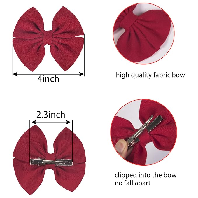 XIMA 30PCS Girls Hair Bows Clips Felt Woolen Hair Accessories Handmade Cotton Hair Bow for Toddler Girls Infants Kids and Teens 30Colors