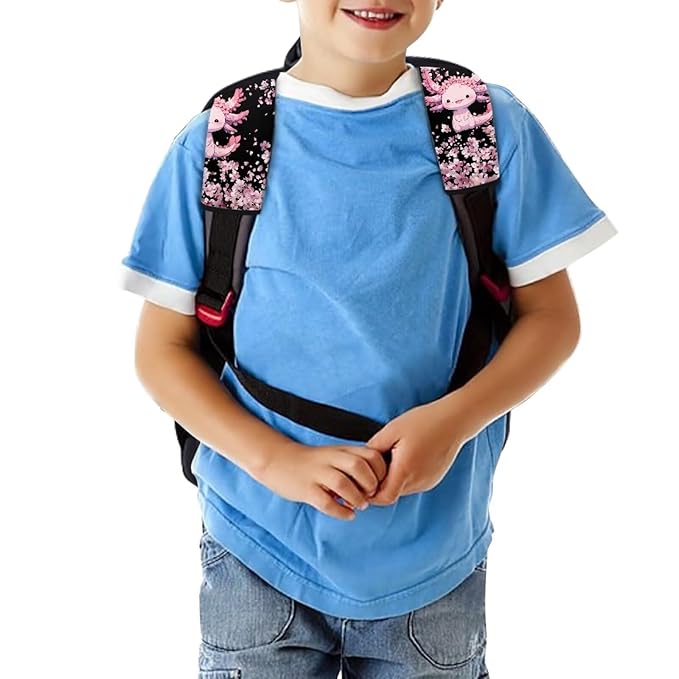 Biyejit 2 Pack Baby Car Seat Belt Covers, Cherry Blossom Axolotl Car Seat Strap Covers for Boys Girls, Soft Car Seat Neck Cover, Newborn Car Seat Straps Shoulder Protectors