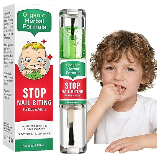 Nail Biting Treatment for Kids, 2 in 1 Nail Biting Prevention, Stop Thumb Sucking Prevention, Plant Bitter Nails Polish to Discourage Chewing, Bitter Taste Deterrent with Nourishing, 10 ML