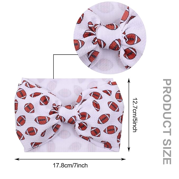 Baby Girls Football Headbands with Bow,Hairband Bowknot Newborn Football Bow Headwarp,Sports Wide Hair Accessories Gift for Football Newborn Infant Toddlers Kids