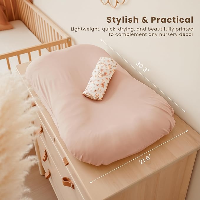 Konssy 2 Pack Baby Lounger Cover, Stretchy and Soft Newborn Lounger Cover, Infant Lounger Slipcover for Boys Girls, Covers Only (Pink Spring,Pink)