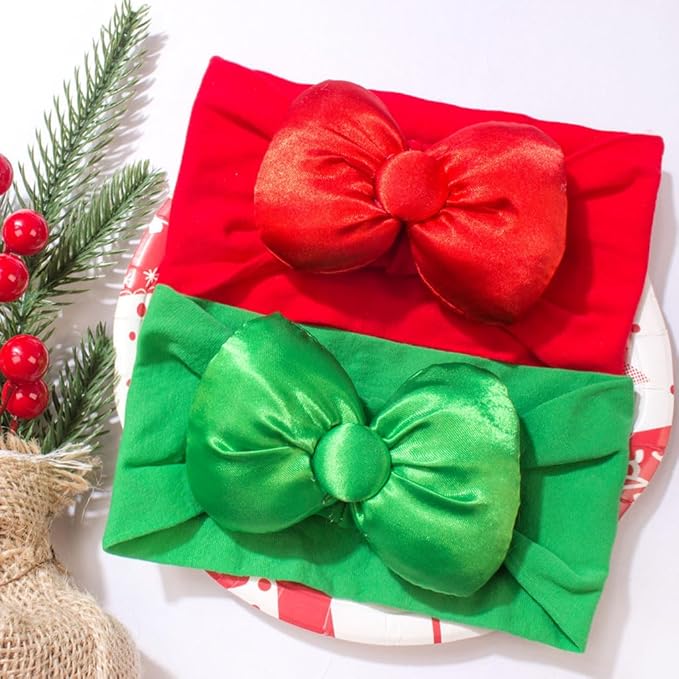 Red Bow Headband for Baby Girls Valentines Hair Band Hair Accessories for Toddler Christmas Headbands TSFD23 (Red Green, One Size)