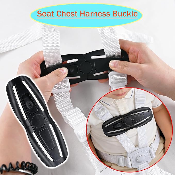 2 Pack Universal Child Seat Chest Harness Buckle,Seat Chest Harness Clip Buckle Lock Stroller Chest Replacement for Kids Trend,Adjustable Guard(Black)