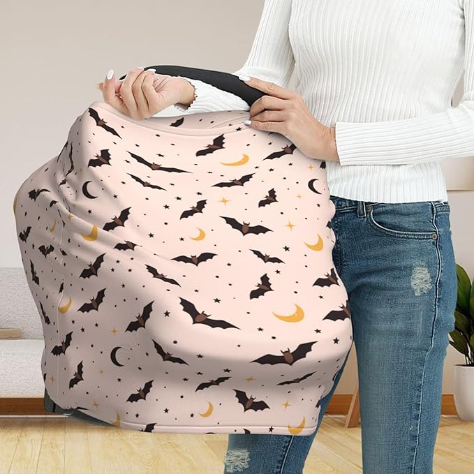 Halloween Bat Baby Car Seat Covers Carseat Canopy Soft Infant Stroller Cover Nursing Breastfeeding Covers for Girls Boys Newborn