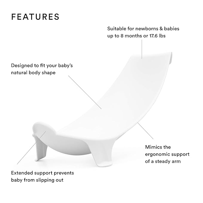 Stokke Flexi Bath Newborn Support, White - Best for Babies Up to Eight Months or 17.6 lbs - Lightweight, Convenient, Comfortable & Safe