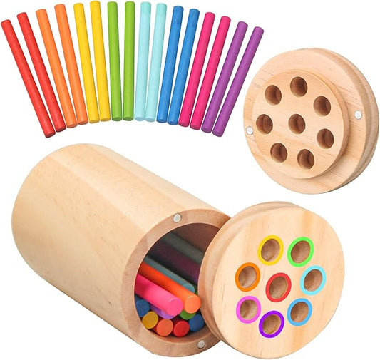 Montessori Toys for 1-3 Year Old,Color Sorting & Fine Motor Skills Preschool Learning Activities,Wooden Sensory Easter Toys for Toddlers