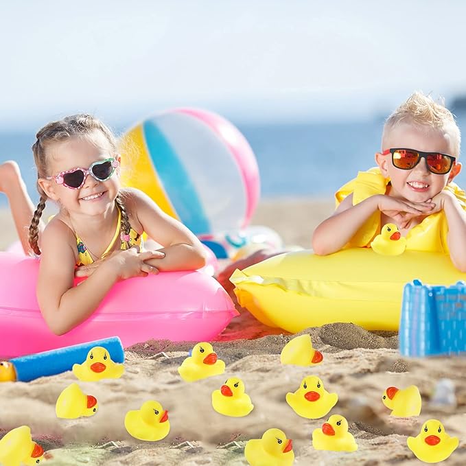 60 PCS Rubber Ducks Bath Toys Mini Ducks Float and Fun Squeak for Kids Bath Toy Shower Decorations Birthday Party Carnival Game Gift