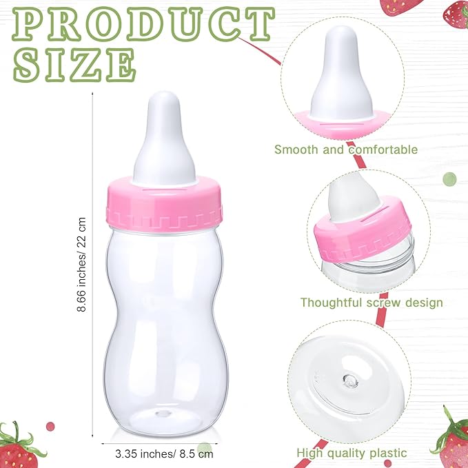 Roowest 512 Pcs Baby Shower Games Guess How Many Pacifiers Sign 100 Small Guessing Games 10 HB Pencils 750ml Milk Bottle 400 Acrylic Pacifiers Decoration for Guest Gender Reveal (Pink,Strawberry)