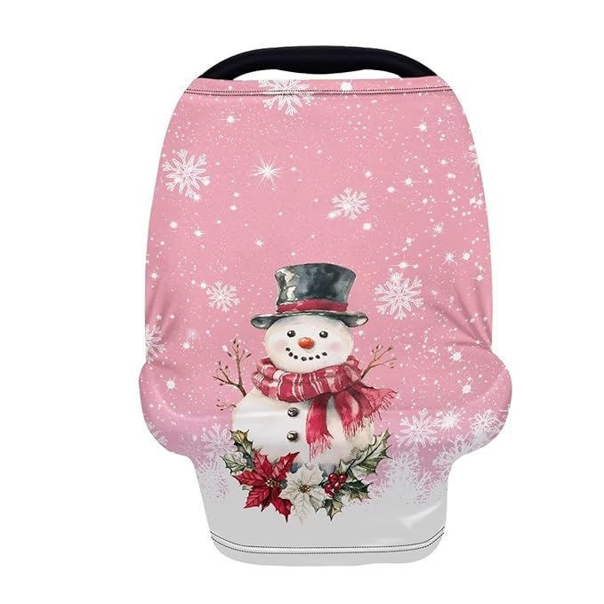 AFPANQZ Snowman Nursing Cover Breastfeeding Covers Stretchy Babies Car Seat Cover Soft Breathable Infant Carseat Canopy Shopping Cart Stroller Canopy for Baby