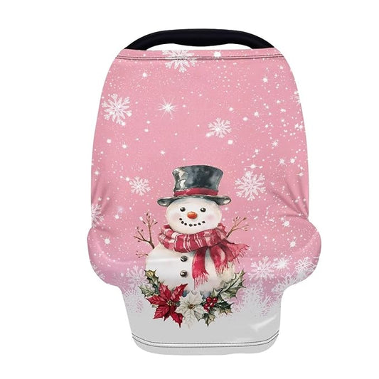 AFPANQZ Snowman Nursing Cover Breastfeeding Covers Stretchy Babies Car Seat Cover Soft Breathable Infant Carseat Canopy Shopping Cart Stroller Canopy for Baby