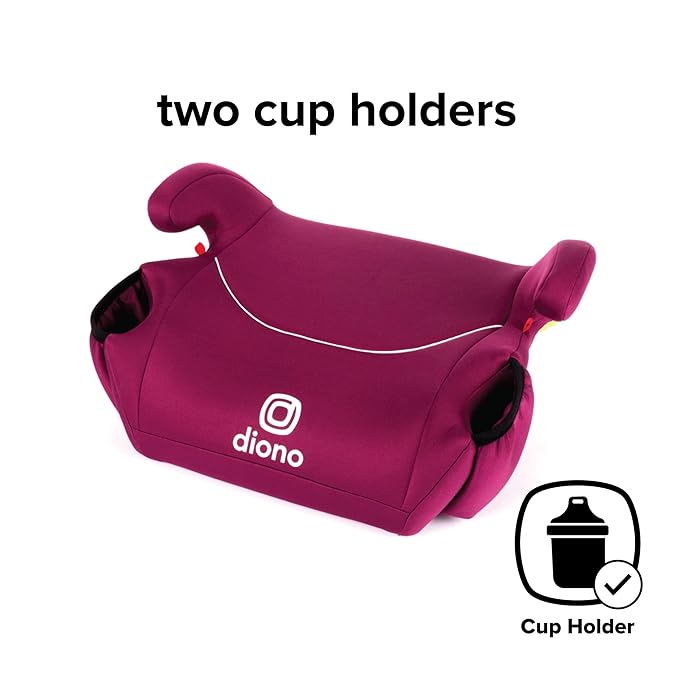 Diono Solana, No Latch, Pack of 2 Backless Booster Car Seats, Lightweight, Machine Washable Covers, Cup Holders, Pink