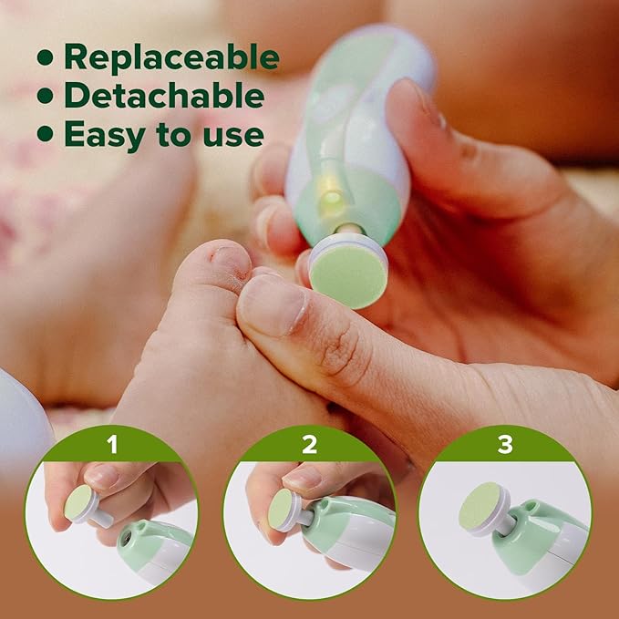 haakaa Electric Nail Trimmer Replacement Pads Baby Nail Trimmer Heads Compatible with All haakaa Nail Trimmers, Suitable for 3-6 Months, Seafoam
